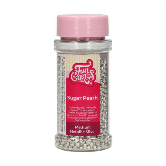 Perles en sucre argent métallisées Funcakes 80 g